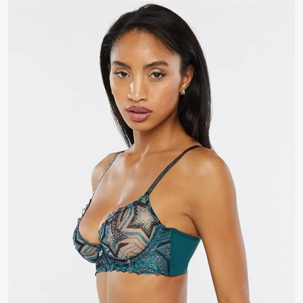 Savage x Fenty Shining Star Embroidered Unlined Demi Bra NWT
